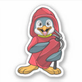 Pinguïn als brandweerman met blusapparaat sticker (Voorkant)