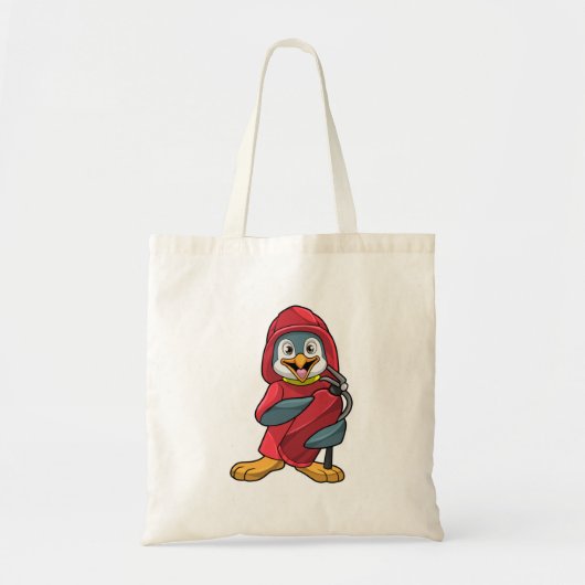 Pinguïn als brandweerman met blusapparaat tote bag (Voorkant)