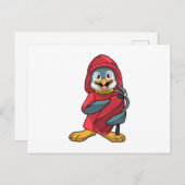 Pinguïn als brandweerman met brandblusser briefkaart (Voorkant / Achterkant)