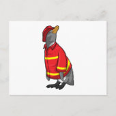 Pinguïn als brandweerman met helm briefkaart (Voorkant)