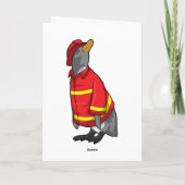 Pinguïn als brandweerman met helm kaart (Achterkant)