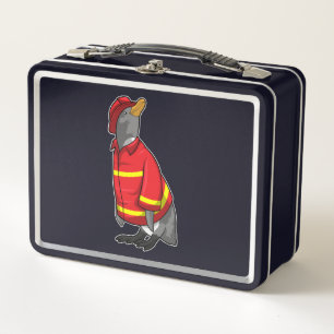 Pinguïn als brandweerman met Helmet