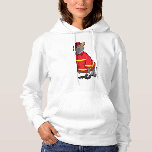 Pinguïn als brandweerman met Helmet Hoodie (Voorkant)