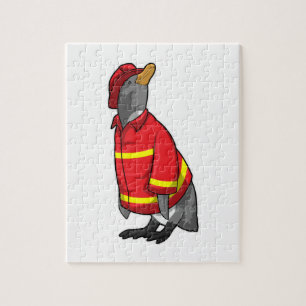 Pinguïn als brandweerman met Helmet Legpuzzel
