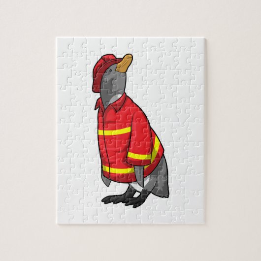 Pinguïn als brandweerman met Helmet Legpuzzel (Verticaal)