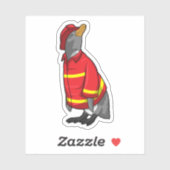 Pinguïn als brandweerman met Helmet Sticker (Vel)