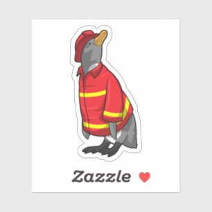 Pinguïn als brandweerman met Helmet Sticker