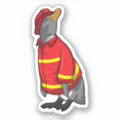 Pinguïn als brandweerman met Helmet Sticker (Voorkant)
