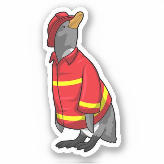 Pinguïn als brandweerman met Helmet Sticker (Voorkant)