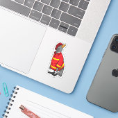 Pinguïn als brandweerman met Helmet Sticker (Laptop met iPhone)