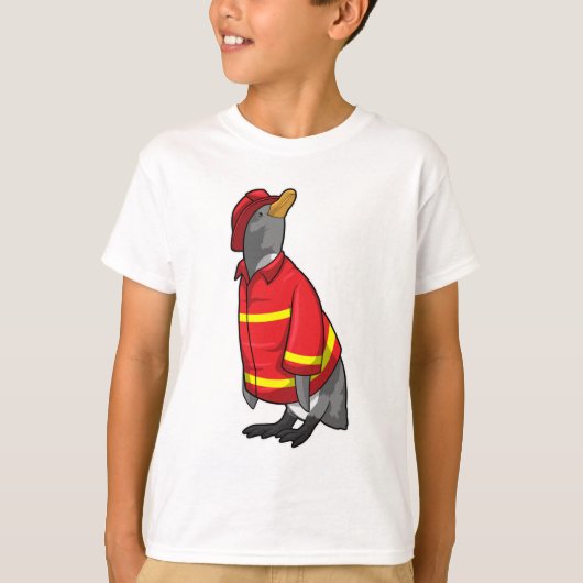 Pinguïn als brandweerman met Helmet T-shirt (Voorkant)