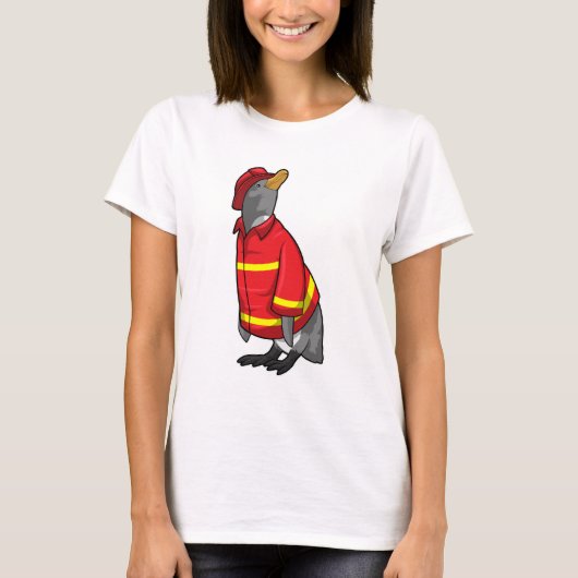 Pinguïn als brandweerman met Helmet T-shirt (Voorkant)
