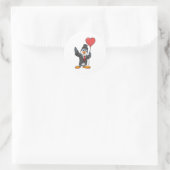 Pinguïn als Bruidegom met Hart Ballon Ronde Sticker (Tas)