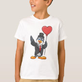 Pinguïn als bruidegom met hartballon t-shirt (Voorkant)
