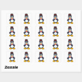 Pinguïn als bruidegom met lint en hoed vierkante sticker (Vel)