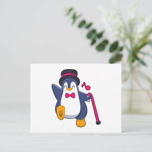 Pinguïn als bruidegom met stropdas briefkaart (Staand voorkant)