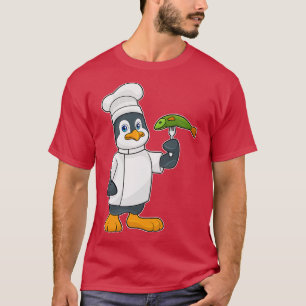 Pinguïn als Cook met Fish Cooking schort T-shirt