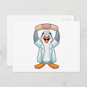 Pinguïn als dokter met gips briefkaart (Voorkant / Achterkant)
