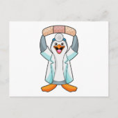 Pinguïn als dokter met gips briefkaart (Voorkant)