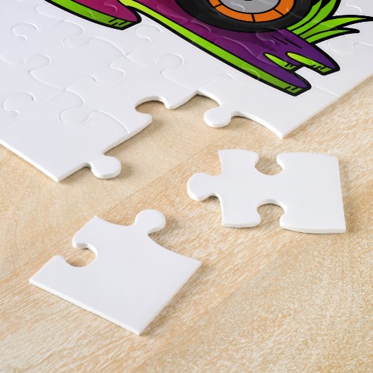 Pinguïn als fietser met motorfiets legpuzzel (Zijkant)