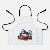 Pinguïn als fietser met motorfiets schort (Voorkant)