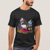Pinguïn als fietser met motorfiets t-shirt (Voorkant)