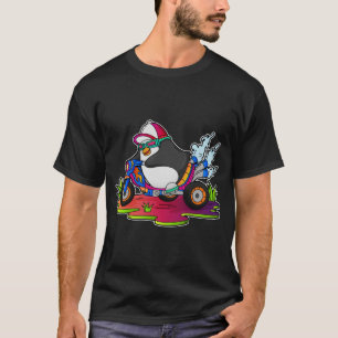 Pinguïn als fietser met motorfiets t-shirt