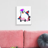 Pinguïn als gealigneerde Skater met gealigneerde S Canvas Afdruk (Insitu (Woonkamer))