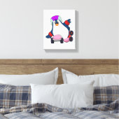 Pinguïn als gealigneerde Skater met gealigneerde S Canvas Afdruk (Insitu (Slaapkamer))