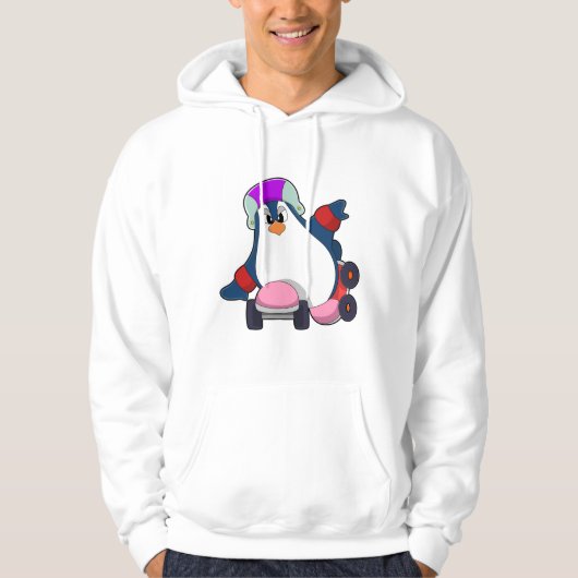 Pinguïn als gealigneerde Skater met gealigneerde S Hoodie (Voorkant)
