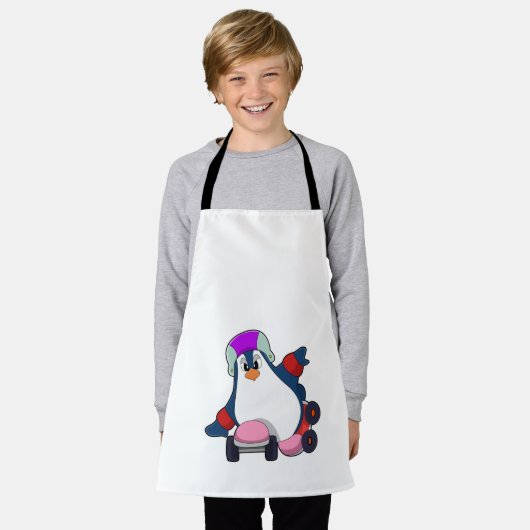Pinguïn als gealigneerde Skater met gealigneerde S Schort (Gedragen)