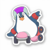 Pinguïn als gealigneerde Skater met gealigneerde S Sticker (Voorkant)