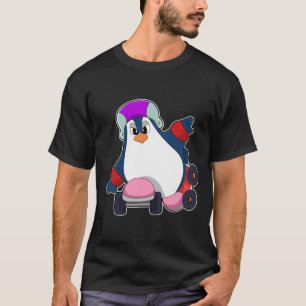 Pinguïn als gealigneerde Skater met gealigneerde S T-shirt