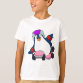 Pinguïn als gealigneerde Skater met gealigneerde S T-shirt (Voorkant)