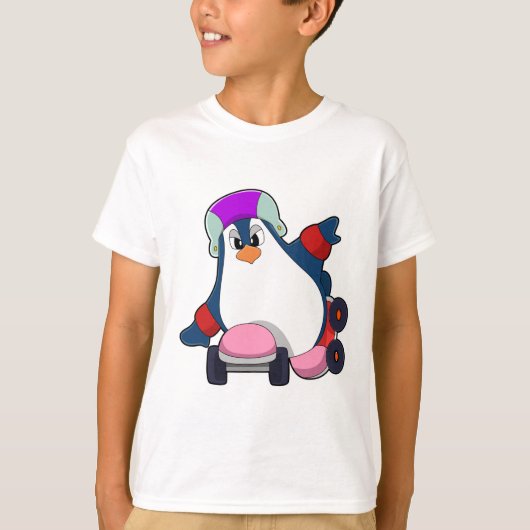 Pinguïn als gealigneerde Skater met gealigneerde S T-shirt (Voorkant)