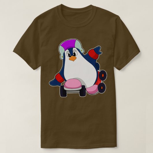 Pinguïn als gealigneerde Skater met gealigneerde S T-shirt (Design voorkant)