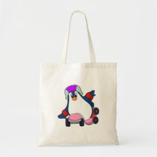 Pinguïn als gealigneerde Skater met gealigneerde S Tote Bag