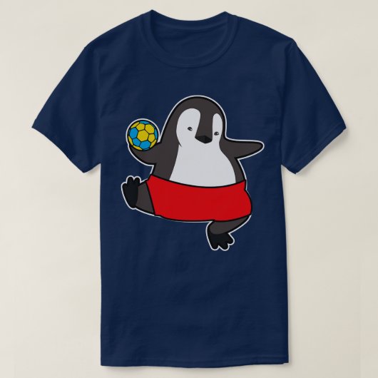 Pinguïn als Handbalspeler met Handbal 1 T-shirt (Design voorkant)