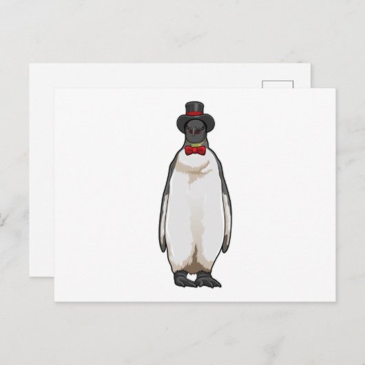 Pinguïn als heer met hoed briefkaart (Voorkant / Achterkant)
