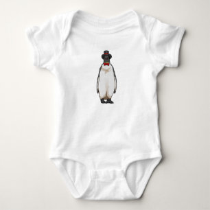Pinguïn als heer met hoed romper