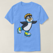 Pinguïn als Inline Skater met Inline Schaatsen en  T-shirt (Design voorkant)