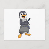 Pinguïn als kapper met kam briefkaart (Voorkant)