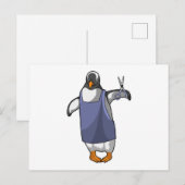 Pinguïn als kapper met schaar briefkaart (Voorkant / Achterkant)