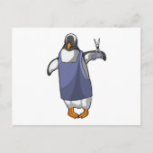 Pinguïn als kapper met schaar briefkaart (Voorkant)