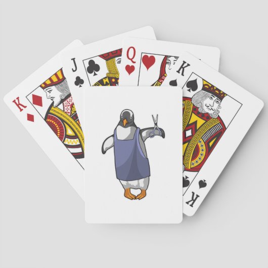 Pinguïn als kapper met schaar pokerkaarten (Achterkant)