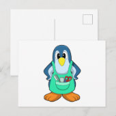 Pinguïn als kapper met schaar & scheermes briefkaart (Voorkant / Achterkant)