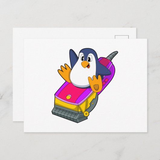 Pinguïn als kapper met scheermes briefkaart (Voorkant / Achterkant)