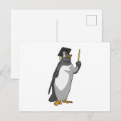 Pinguïn als leraar met aanwijsstok briefkaart (Voorkant / Achterkant)
