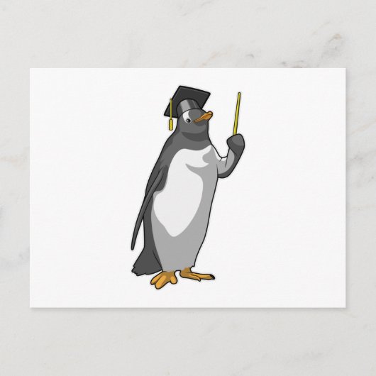Pinguïn als leraar met aanwijsstok briefkaart (Voorkant)