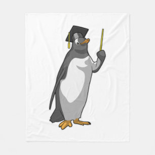 Pinguïn als leraar met wijzer fleece deken